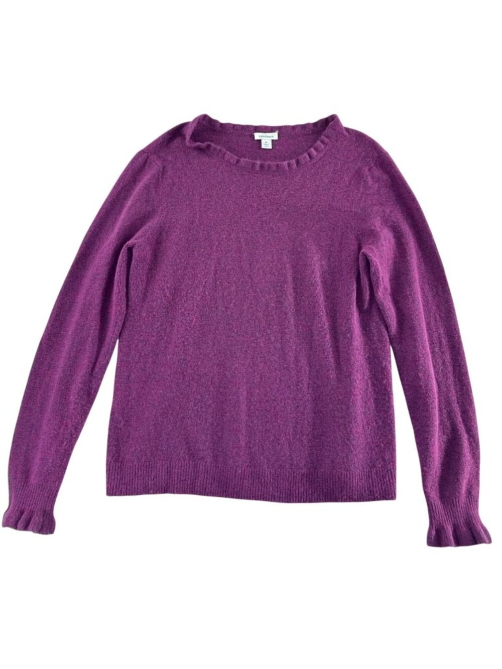 Sundance Aileen Sweater XL Purple Plum Wool Cashmere Blend Ruffle Neck Cozy Soft